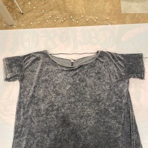 Distressed gray velvet tunic